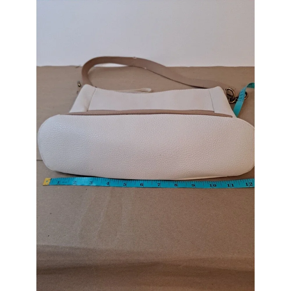 Elliot Lucca Pebbled Leather Coraline Hobo Bag Two-tone Beige Cream 12
